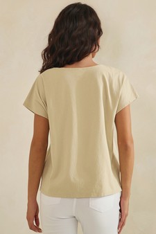 Split Neck Button Accent Premium Cotton Top style 2