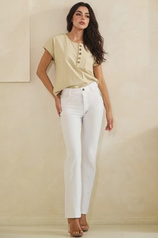 Split Neck Button Accent Premium Cotton Top style 5