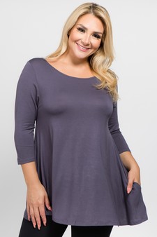 Women's 3/4 Sleeve Tunic with Hidden Pockets style 2