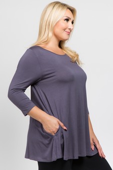 Women's 3/4 Sleeve Tunic with Hidden Pockets style 3