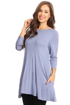 Women's 3/4 Sleeve Tunic with Hidden Pockets