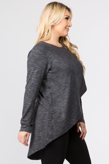 Women's Faux Wrap Space-Dye Knit Tunic Top style 3