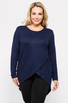 Women's Faux Wrap Space-Dye Knit Tunic Top style 2