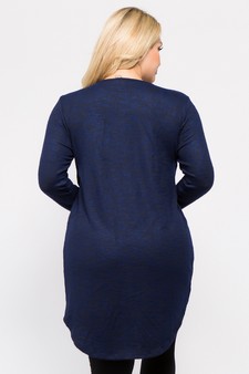 Women's Faux Wrap Space-Dye Knit Tunic Top style 4