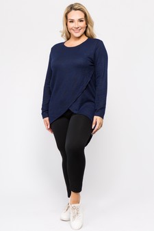 Women's Faux Wrap Space-Dye Knit Tunic Top style 5