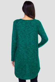 Women's Faux Wrap Space-Dye Knit Tunic Top style 3