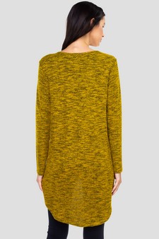 Women's Faux Wrap Space-Dye Knit Tunic Top style 3