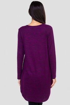 Women's Faux Wrap Space-Dye Knit Tunic Top style 3