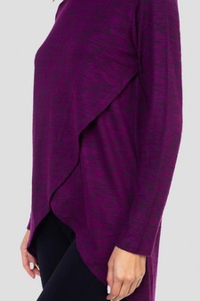 Women's Faux Wrap Space-Dye Knit Tunic Top style 4