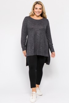 Women's Space-Dye Knit Side Slit Tunic Top style 5