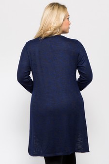 Women's Space-Dye Knit Side Slit Tunic Top style 4