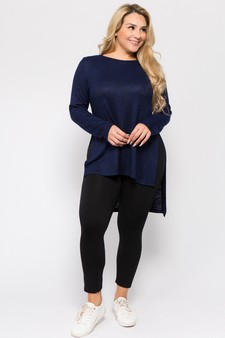 Women's Space-Dye Knit Side Slit Tunic Top style 5