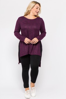 Women's Space-Dye Knit Side Slit Tunic Top style 5