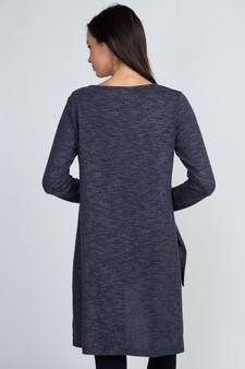 Women's Space-Dye Knit Side Slit Tunic Top style 3