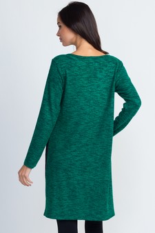 Women's Space-Dye Knit Side Slit Tunic Top style 3