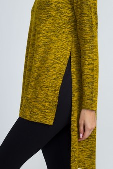Women's Space-Dye Knit Side Slit Tunic Top style 4