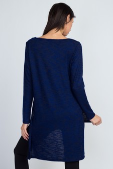 Women's Space-Dye Knit Side Slit Tunic Top style 3