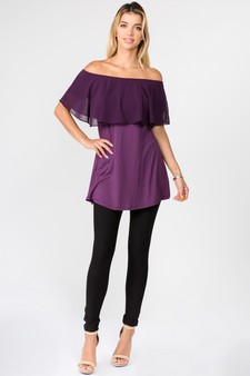 Lady's Off The Shoulder Chiffon Ruffle Tunic Top style 5