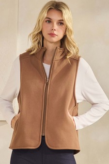 ETA 10/31/25 - Women's Cozy Comfort Fleece Full Zip Mock Neck Vest style 4