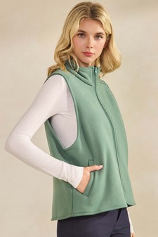 ETA 10/30/25 - Women's Cozy Comfort Fleece Full Zip Mock Neck Vest style 3