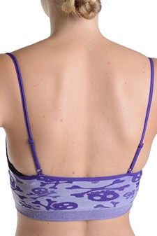 Lady's Skull and Cross Bones Seamless Sports Bra with Adjustable Spaghetti Straps style 3