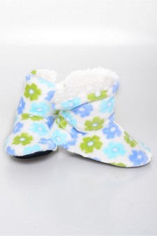 Kids Indoor Printed Plush Slipper Boots