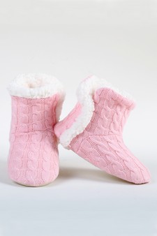 Women's Cable Knit Faux Sherpa Lined Slippers