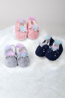 Women's Furry Unicorn Faux Sherpa Slippers