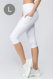 Women's High Rise 5-Pocket Activewear Capri Leggings (Large only)