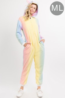 Plush Rainbow Unicorn Animal Onesie Pajama Costume - (6pcs M/L only)