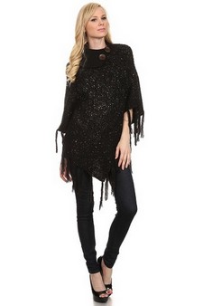 Women's Sequinence Turtleneck Poncho