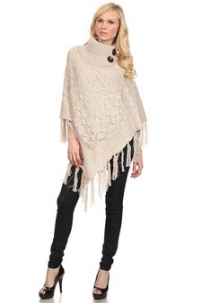 Women's Sequinence Turtleneck Poncho