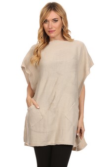 Women's Pullover Poncho with Pockets