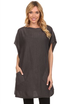 Women's Pullover Poncho with Pockets