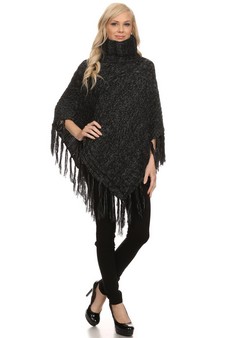 Women's Turtleneck Cable Knit Poncho