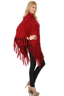 Women's Sweater Knit Turtleneck Poncho style 4