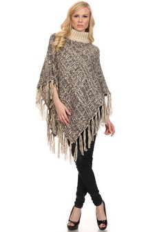 Women's Turtleneck Heather Knit Poncho