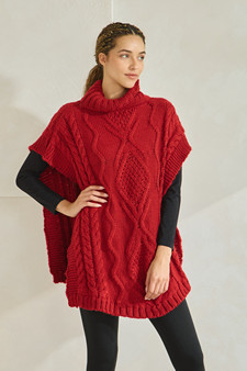 Women's Turtleneck Chunky Knit Poncho