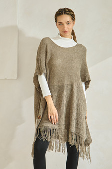 Women's Short Sleeve Fringe Poncho