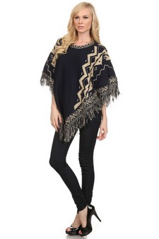 Women's Tribal Fringe Poncho style 4