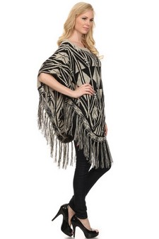 Women's Western Pattern Fringe Poncho style 5