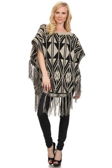 Women's Western Pattern Fringe Poncho