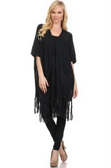 Women's Short Sleeve Oversized Cardigan Poncho