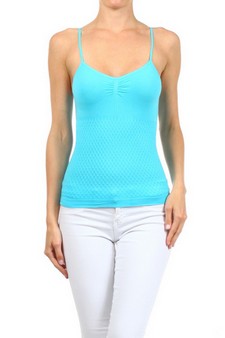 WOMENS SEAMLESS SPAGHETTI STRAP TANK BLUE