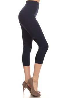 Lady's Solid Color Seamless Capri Legging