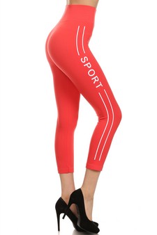 Womens "SPORT" Screen Print Capri Leggings