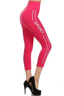 Womens "SPORT" Screen Print Capri Leggings