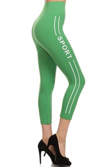 Womens "SPORT" Screen Print Capri Leggings