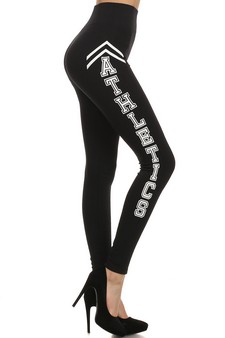 "Athletics" screen printed leggings.,weight:185grams