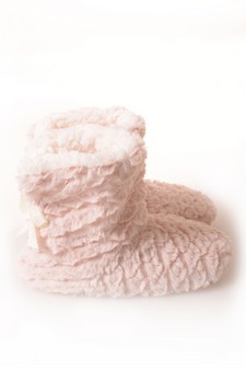Women's Satin Bow Foldable Faux Sherpa Slipper Booties style 5